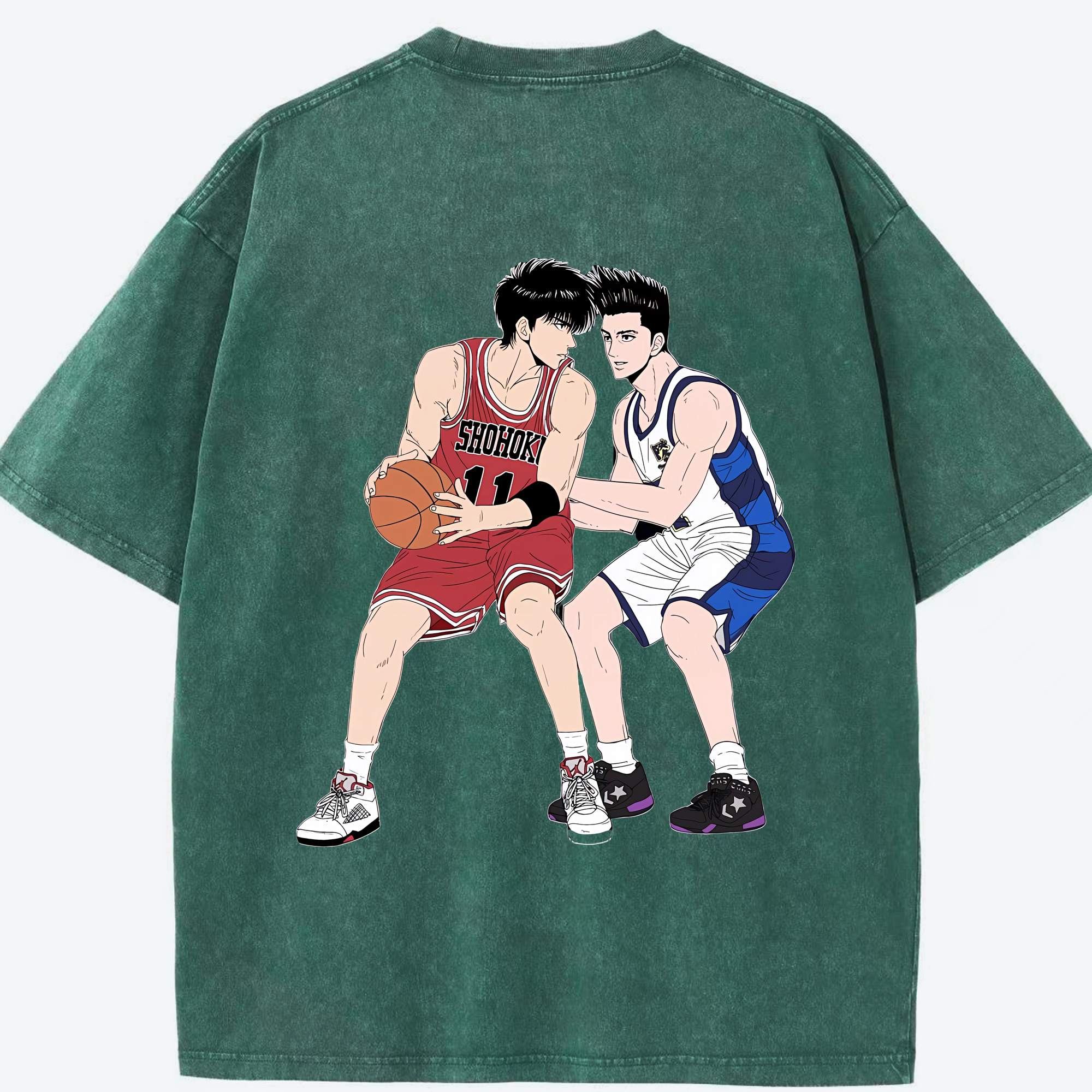 SLAM DUNK／スラムダンク 綿100% ヴィンテージ風 半袖Tシャツ（背面プリント）